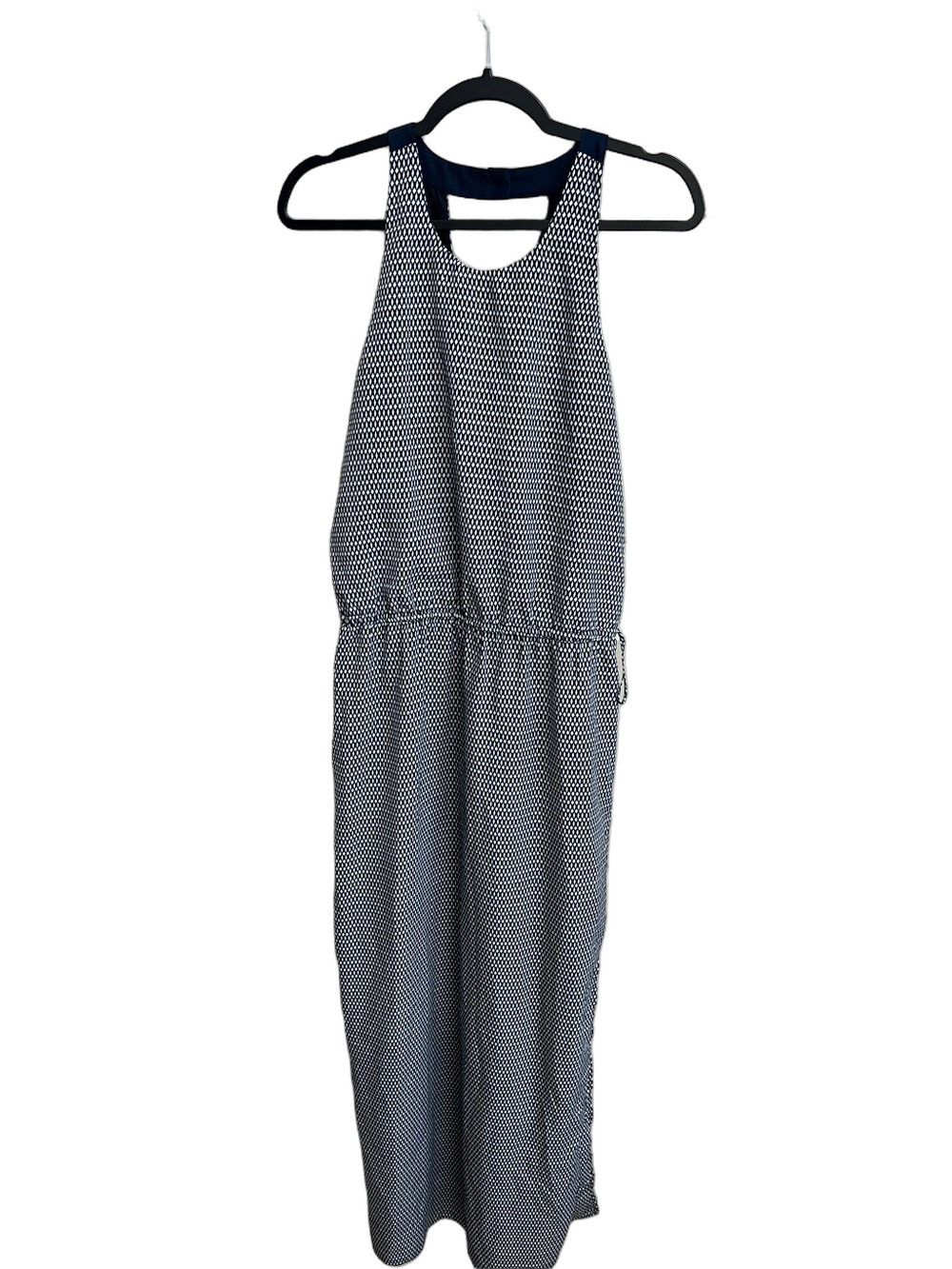 Barneys New York Navy and White Patterned Maxi Dress